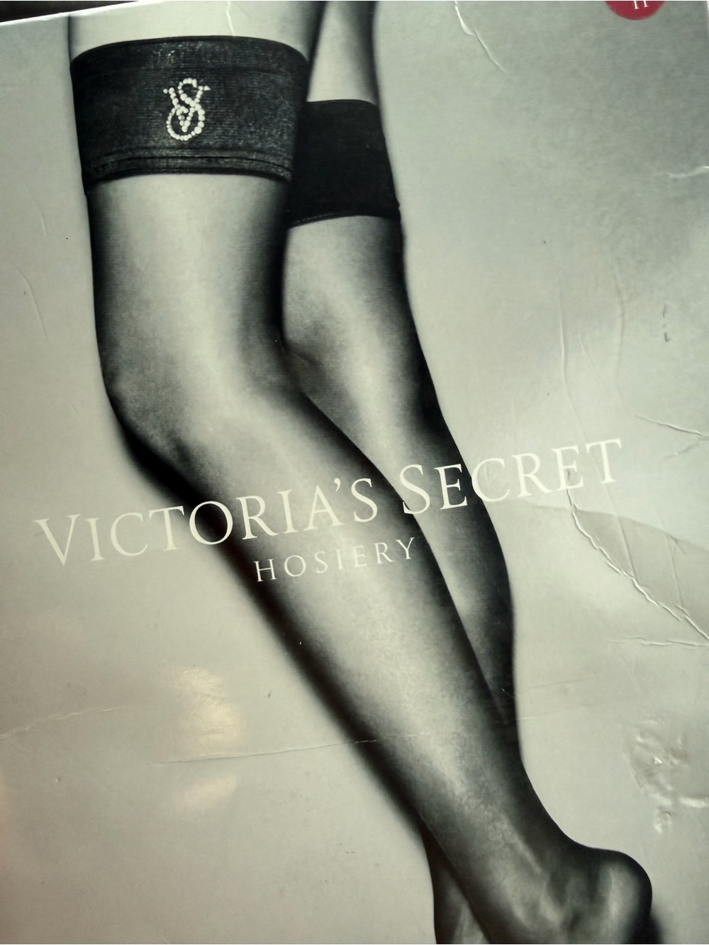 Victoria's Secret Black Sheer Thigh-Highs with Logo Band